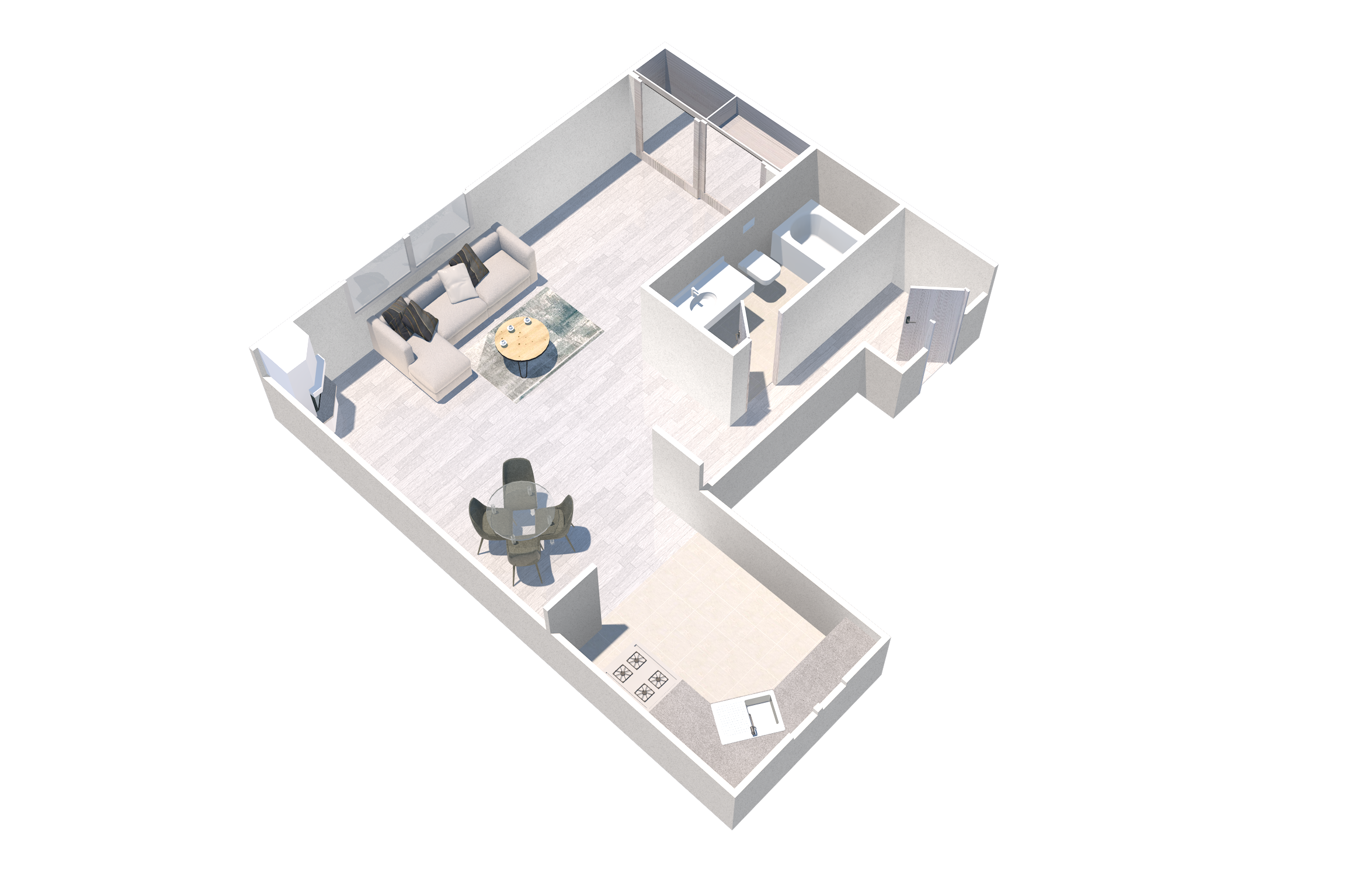 Floor plan for studio, 1 bath, 417 sqft